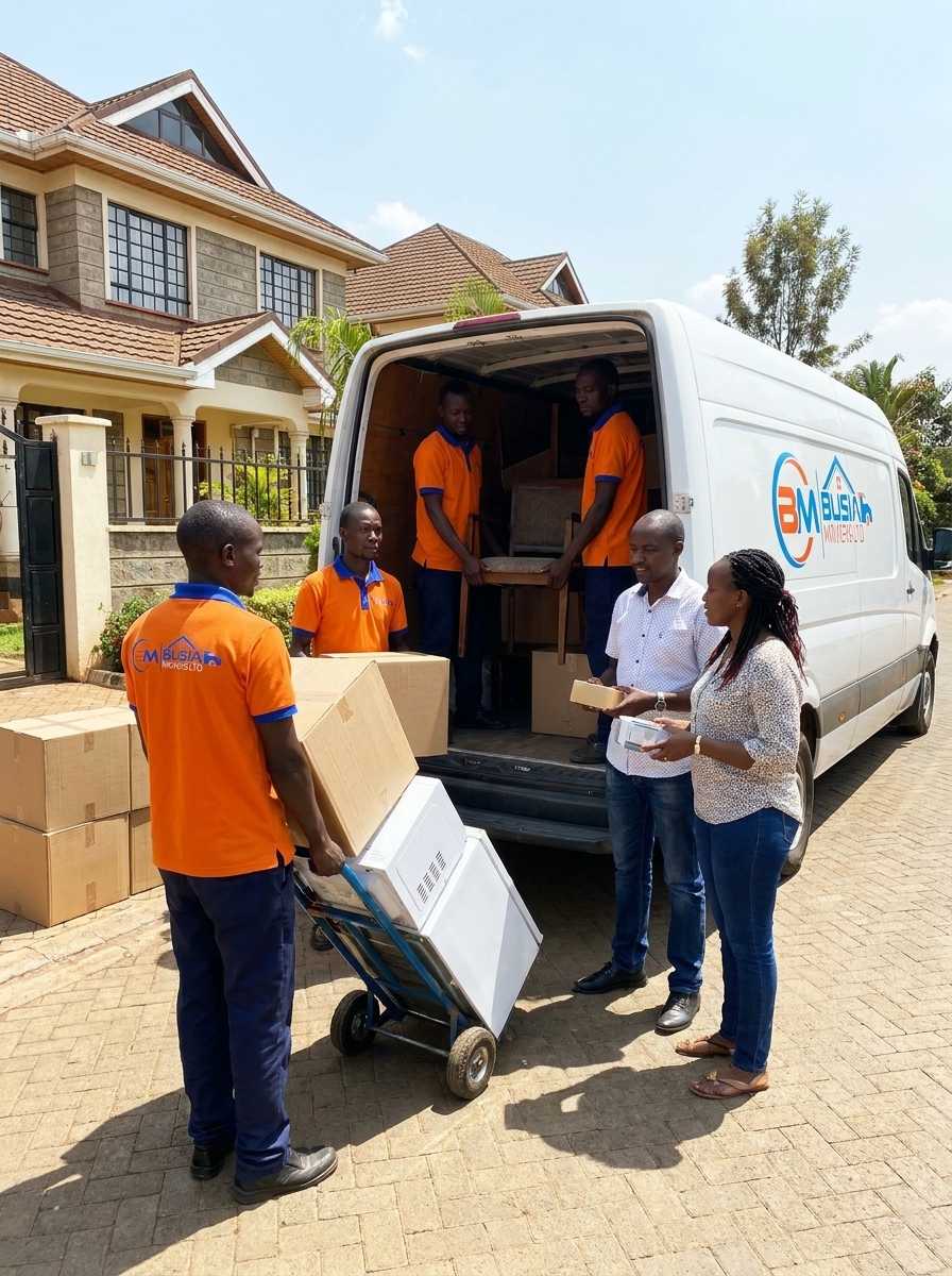 Busia Movers loading van for client couple